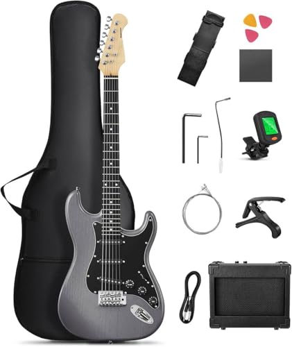 エレキギター 初心者セット STタイプ SSSピックアップ 39インチ フルサイズ ミニアンプ付き 専用ケースとチューナーなどアクセサリー9点セット マットブラック エレキギター 初心者セット STタイプ SSSピックアップ 39インチ フルサイズ ミニアンプ付き 専用ケースとチューナーなどアクセサリー9点セット マットブラック