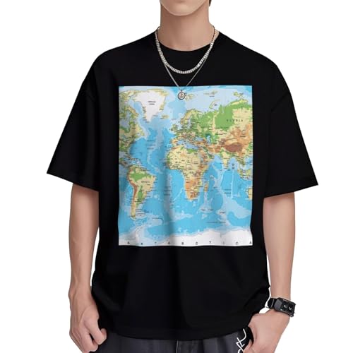 T-shirt coton carte du monde femme ample contre la chaleur