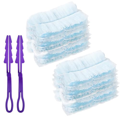 Flash Fluffy Dusters Refills - 20-Pack Disposable Duster Heads with 2 Handle - Cleaning Head Refills for Furniture, Home, Office