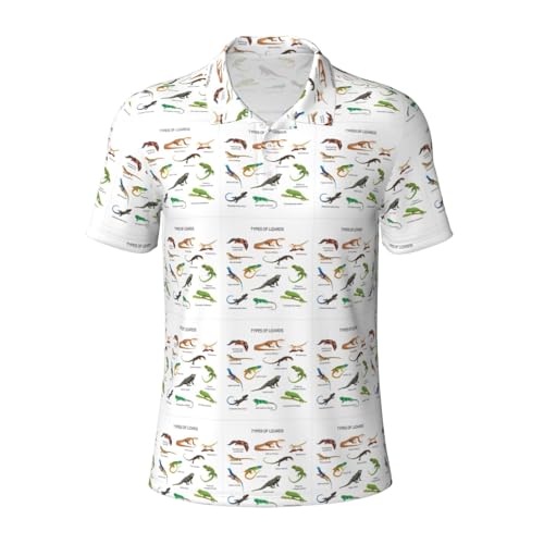 Polo imprimé lézard pour homme manches courtes avec tissu respirant et coupe décontractée