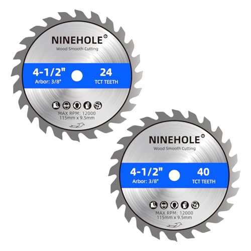 Ninehole 2Pack 4 1/2 Inch Circular Saw Blade 24T&40T with 3/8-Inch Arbor