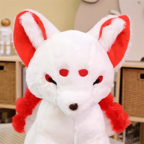 TOPLITHE Neunschwänziger Fuchs Kuscheltier, Süße Plüschtier Realistisches Süßes Kyuubi Kitsune Spielzeug for Kinder Freunde Geburtstagsgeschenke(Red)