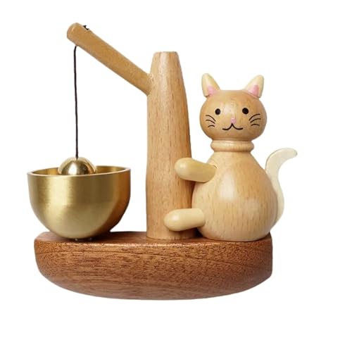 CreatsGoss Suction Fishing Cat Door Chime - Charming Wind Chime Doorbell for Cat Lovers with Rustic Wood Design(Color 1)