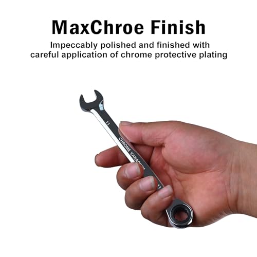 Image of Egofine 11mm Ratcheting Combination Wrench Metric, Industrial Grade Gear Spanner with 12-Point Design, 72-Tooth Ratchet, Chrome Vanadium Steel (Pack of 2)