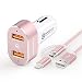 Youway Car Charger Adapter, Quick Charge 3.0 36W Rapid Dual USB Ports, with 3ft Cable for iPhone X/8/7/6s/Plus/SE, Samsung Galaxy S9/S8/S7/S6/Edge/Plus, HTC, LG, Sony & More-Rose Gold