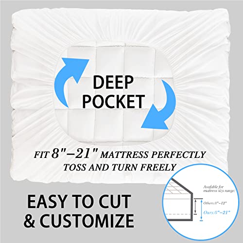 Cymula Mattress Topper King, Extra Thick Mattress Pad Pillow Top For Deep Sleep, Soft Mattress Protector Cover With 8"-21" Deep Pocket Overfilled 3D Snow Down Alternative Filling (White) #TOP3