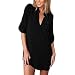 Big Size V Neck Chiffon Blouse for Women Summer Cuffed Sleeve T Shirt 3XL