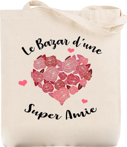 Paroles d'amour Tote Bag Femme - Cadeau Amie - Bazar d'une Super Amie - Sac Tissu - Sac en Toile Femme - Canvas Sac Tote Bag - sac de course - sac cabas