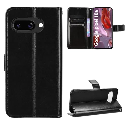 Ebzzliy Funda para Google Pixel 10a, Carcasa PU Cuero, Tipo Libro Flip con Ranura para Tarjeta Caso Soporte Plegable Cover, Cierre Magnético, Negro