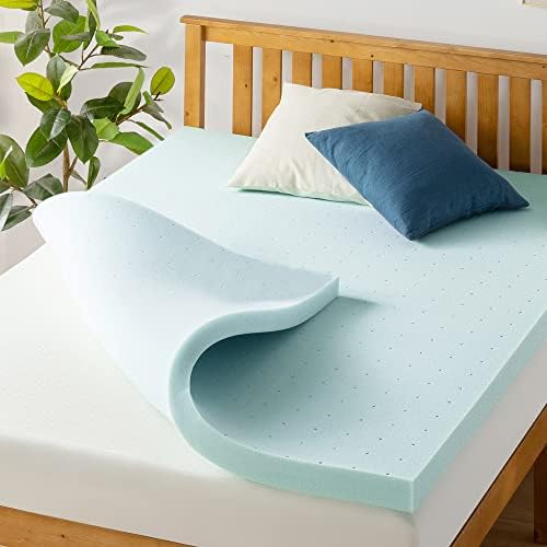 Mellow 3 Inch Ventilated Memory Foam Mattress Topper, Cooling Gel Infusion, CertiPUR-US Certified, Queen