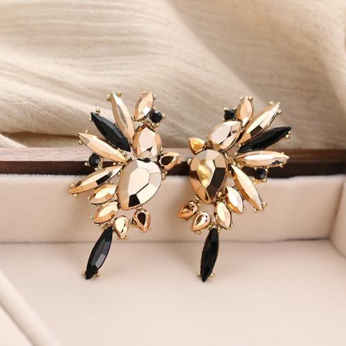 EVER FAITH Vintage Rhinestone Statement Earrings, Fashion Bling Colorful Marquise Drop Crystal Cluster Dangle Pierced Earrings for Women4