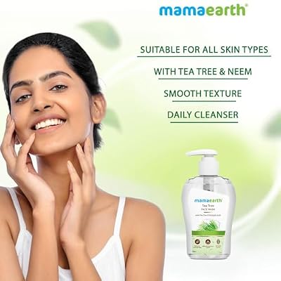 MAMAEARTH Tea Tree Face Wash with Tea Tree & Neem 8.45 Fl Oz (250ml)