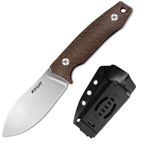 RXLUY Fixed Blade Knife with Kydex Sheath, 2.95" N690co Steel Blade, Ergonomic Mikata Handle, EDC Tactical Hunting Knives, Small Tool for Family Camping Survival Hiking,Gifts for Men Women (Brown) - image 1