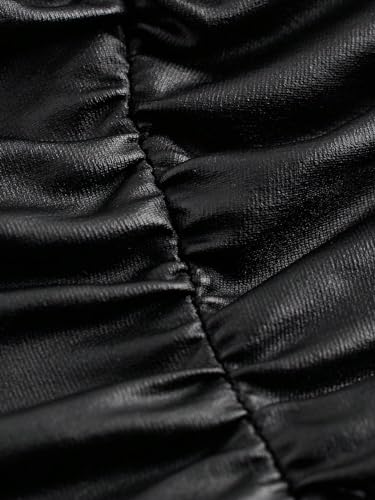 SOLY HUX Women's Faux Leather Strapless Crop Tube Tops Going Out Bandeau Shirts Rave Concert Outfit3