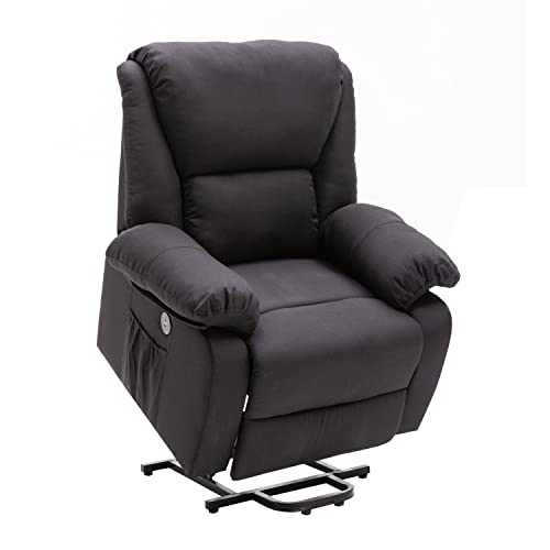 ECODE Sillón de Masaje Relax Elevador Levantapersonas Stelvio, Reclinación Eléctrica 160º, Función Calor, Programas Auto, Vibro Ondulación, 2 Puertos USB de Recarga, A++, ECO-8520UP (Black) ⭐