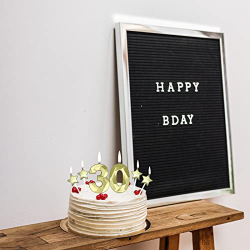 30Th Birthday Candles For Cake - Number 30 & 3 & 0 Birthday Candles And Glitter Star Birthday Candles 2 Inch 3D Diamond Shape Number Candles For Birthday Party Anniversary Kids Adults(Gold) #TOP2