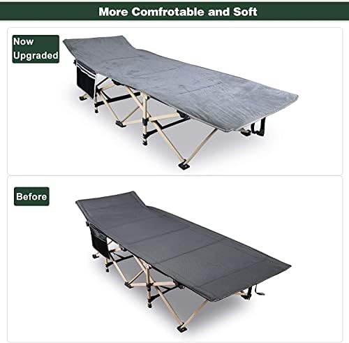 REDCAMP Folding Camping Cots for Adults with Mattress Pad, Comfortable and Soft for Outdoor Indoor Office Sleeping, Portable Heavy Duty Cots 500 Pounds, Grey 2 41c7WA2t jL. AC