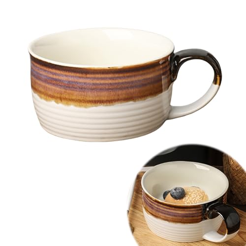 Taza de café grande, 700 ml, cuenco grande con asa, cuenco para cereales con asa, taza de café XXL, taza de café grande de cerámica (blanco, 700 ml)