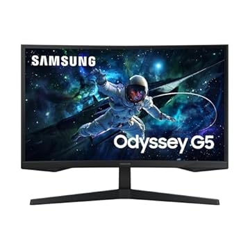 Samsung Monitor Gaming Odyssey G5 (S27CG554), Curvo (1000R), 27", 2560x1440 (WQHD 2K), HDR10, VA, 165 Hz, 1 ms (MPRT), FreeSync, HDMI, Display Port, Ingresso Audio, Flicker Free, Eye Saver Mode
