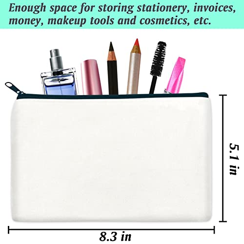 Zeedix 8 Packs 8.3 X 5 Inches Blank Diy Craft Bag Canvas - White Canvas Zipper Pouch Bags Multipurpose Cosmetic Bag Canvas Makeup Pouch With Zipper, Travel Toiletry Bag For Storage #TOP1