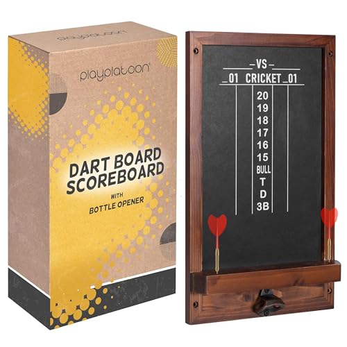 Play Platoon Chalkboard Dart Scoreboard &Amp; Holder Wall Mount With Bottle Opener - 10X17 Inch Wood Scoreboard, Professional Accessories, Holds 12 Darts