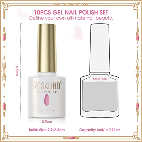 ROSALIND UV Nagellack Shellac Nagellack 10PCS Farbgel Color Nail Gel, Lila Rosa Rot Semi Permanent Nägel Shellac Set… – Bild 8