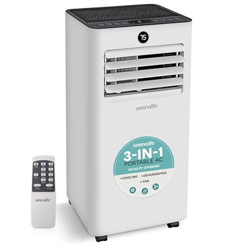 La Mejor Lista de Clima de Ventana 110 favoritos de las personas. 46 SereneLife Aire Acondicionado Portátil 8000 BTU, Pequeño, Modo Frio, Deshumidificador y Ventilador, Cobertura de 32 M2, Temporizador de hasta 24 Horas y Kit de Montaje para...