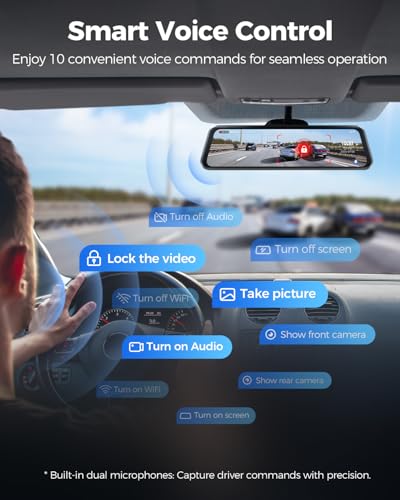 AZDOME 4K+2.5K Mirror Dash Cam with AR effects, ADAS, BSD and LCA Rear View Mirror Camera, - image 6
