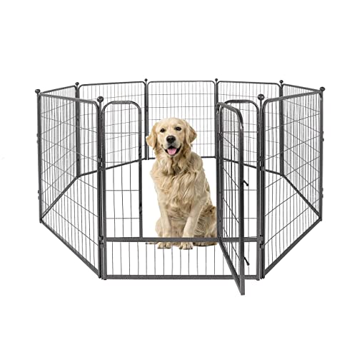 CAPHAUS 24/32/40 Inch Height Bold Metal Foldable Heavy-Duty Pet Playpen with Door, Available in 8/16/24/32 Panels Indoor/Outdoor Portable Kennel, Dog/Animals Exercise Fence Cage for Yard, RV, Camping
