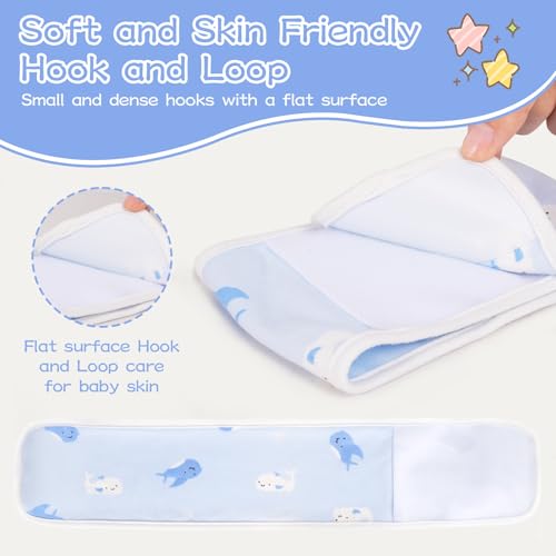 Image of 4 Pack Umbilical Cord Belly Band, Soft Cotton Adjustable Newborn Navel Wrap, Cartoon Whale Baby Tummy Protector for 0-12 Months Infant Gift
