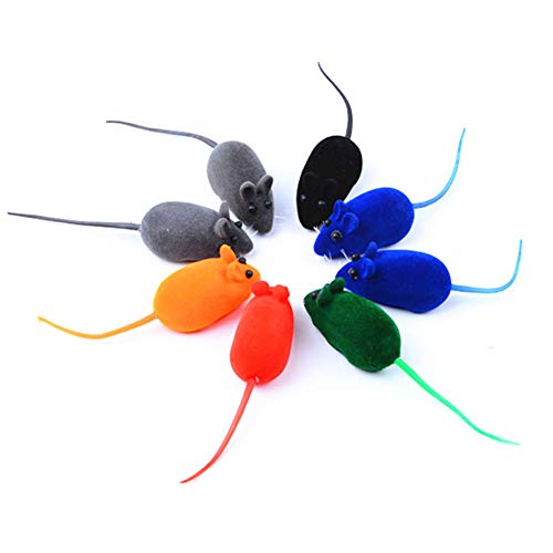 HNQH 5 peças de mouses para gato, rato de flocos de gato, rato de borracha vocal divertido, pequeno