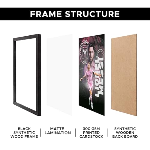 Image of CodersParadise Miami Pink Football Icon-Inspired Poster Frame | Premium A4 Framed Wall Art for Bedroom, Office & Gaming Setup | Dynamic Soccer Tribute Decor for Fans & Collectors