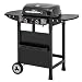 Royal Gourmet 2-Brenner Gasgrill und Griddle Combo, 2 IN 1 Grillwagen mit abklappbare Seitenablagen, Ablagekorb, 5 kW Campinggrill für Garten Schwarz