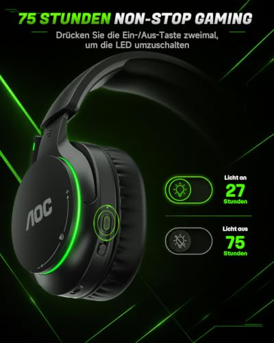 AOC Wireless Gaming Headset für Xbox Series X|S, Xbox One, PS5, Switch, PC – Ansicht 4