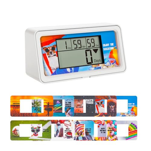 YOOREAL 9999 Days Digital Countdown Days Timer Count Down with 10 Paper Cards Backlight Buzzer Alarm for Retirement Vacation Wedding Christmas New Baby Classroom Lab Kitchen Cooking (10-White)