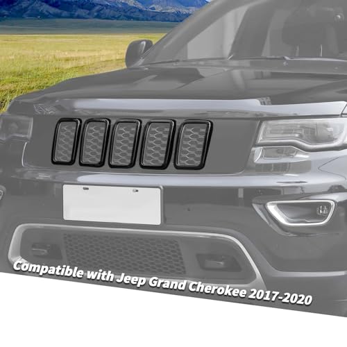 Image of Jimen Compatible with Jeep Grand Cherokee 2017-2020, 7PCS Front Grill Inserts Grille Cover Exterior Trim Accessories (Black)