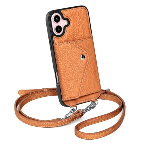 LUCKYCOIN Genuine Leather Crossbody Wallet Phone Case for iPhone 16 Plus by LUCKYCOIN - Used condition - US$26.80