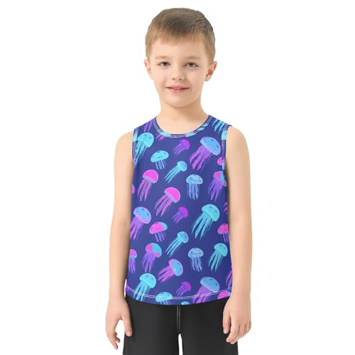 J JOYSAY Glowing Jellyfish Swarm Navy Boys Tank Top Sleeveless Muscle Shirts Quick Dry Kids T-Shirts 3-15T2