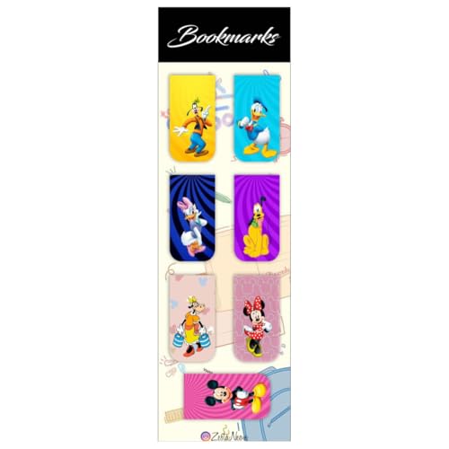 Image of Zesta Magnetic Bookmark Set of 7 | Aesthetic Book Mark for Reading | Cute Anime Bookmarks for Kids, Students | Book Accessories for Novels, Gifts for Readers(Micky Mouse Bookmark, 9X2.5 Cms)