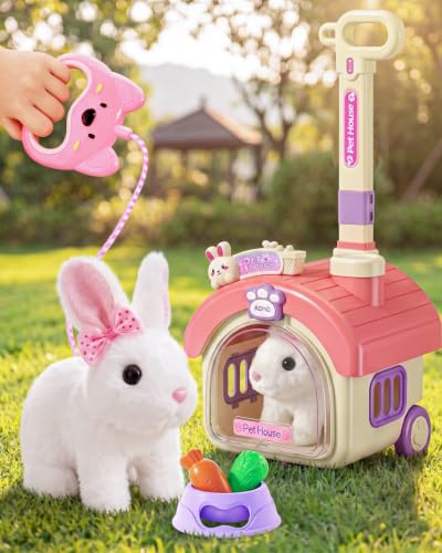 23Pcs Hopping Bunny Toy Set for Kids with Rolling Carrier House