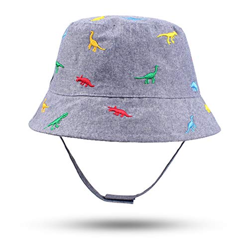 Summer Baby Sun Hat Boys Infant Toddler Sun Protect Beach Bucket Hats Wide Brim Kids Girls Cap Outdoor Play Caps (Embroidery Dinosaur, 12-24 Months) #TOP1