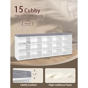 Dinzilvjshoestoragebenchwithcushion15cubbyshoerackadjustableshelveslongshoeorganizerbenchforentrywaymudroomhallwaylivingroombedroomandgaragewhite Urban Country Home Decor Dinzi lvj shoe storage bench with cushion 15 cubby shoe rack adjustable shelves long shoe organizer bench for entryway mudroom hallway living room bedroom and garage white urban country home decor