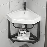 Corner Wall Mount Bathroom Sink, Wall Mounted Bathroom Sink, Bathroom Sink with Stainless Steel Rack