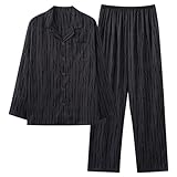 Cambkatl Men's Pajama Sets Button Down Long Sleeve Sleepwear Loose Pjs Bottom Long Pants Comfy Loungewear with Pockets