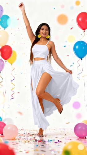 Image of Women Sexy 2 Piece Outfits Dress Chiffon Strap Deep V Neck Bra Crop Top High Split Maxi Dresses Skirt Set
