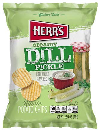 Herr's Creamy Dill Pickle Potato Chips, 2.75 Ounce (Pack of 24 Bags) - Tangy & Creamy Dill Flavor, Perfect for On-the-Go Snacking