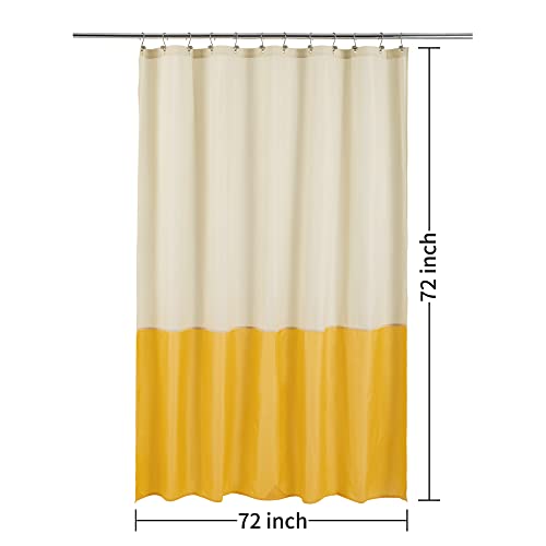 Image of ALYVIA SPRING Waterproof Fabric Shower Curtain or Liner Cream /Yellow, 72x72 | 3 Magnets, Soft Cloth & Hotel Quality, Machine Washable, Light-Weight, Standard Size