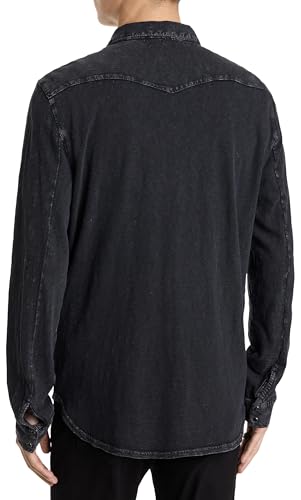 John Varvatos Mens Arvon Western Button-down-shirts, Mineral Black