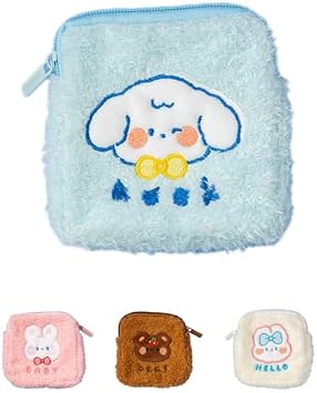 Plush Cute Little Animals Women Girls Small Kawaii Mini Wallet Earphone Bag Cute Coin Purse Pouch Change Purse Coin Pouch Bag Blue
