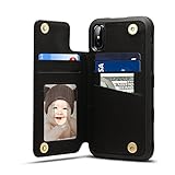 Spaysi iPhone X Card Holder Case, iPhone X Wallet Case Slim, iPhone X Folio Leather case Cover Shockproof Case with Credit Card Slot, Durable Protective Case for iPhone 10 (Black)